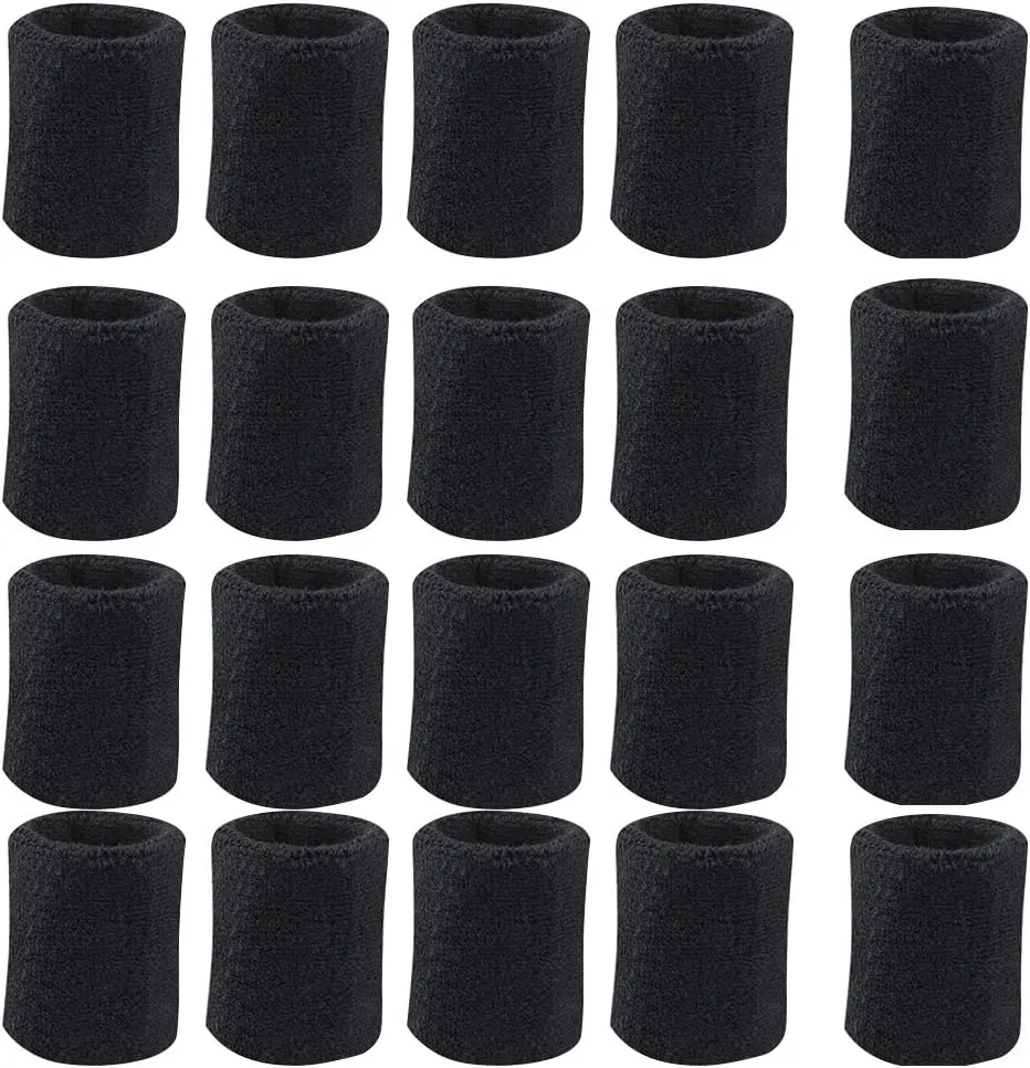 10 Pairs Sports Wristbands, Wrist Sweatbands for Men & Women, Stretchy & Sweat Absorbing Cotton Terry,Perfect for Basketball, Football, Tennis, Soccer, Running & Working Out
