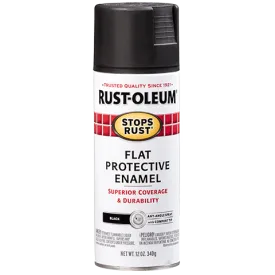 12 OZ Stops Rust Protective Enamel Spray Paint - Flat Black