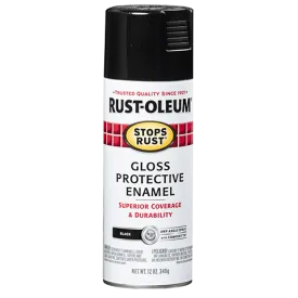 12 OZ Stops Rust Protective Enamel Spray Paint - Gloss Black