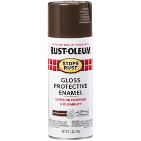 12 OZ Stops Rust Protective Enamel Spray Paint - Gloss Leather Brown