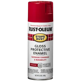 12 OZ Stops Rust Protective Enamel Spray Paint - Gloss Sunrise Red