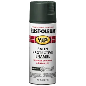 12 OZ Stops Rust Protective Enamel Spray Paint -Satin Hunter Green
