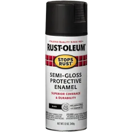 12 OZ Stops Rust Protective Enamel Spray Paint - Semi-Gloss Black
