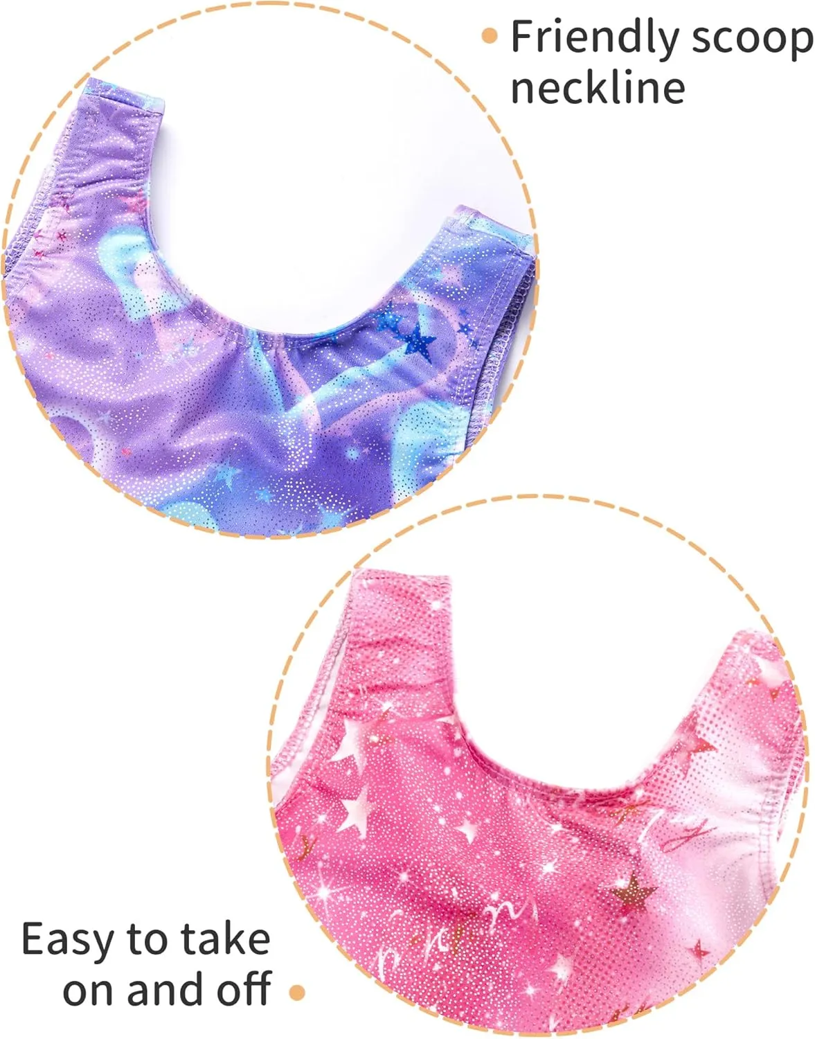 2 Pack Leotard for Girls Gymnastics Sparkly Tumbling Unitards with Shorts Sleeveless One Piece Biketards