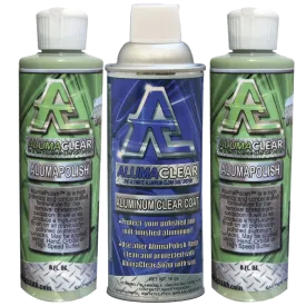 Alumaclear Spray Can   AlumaPolish Green & Blue - Complete Aluminum Protection & Shine Kit