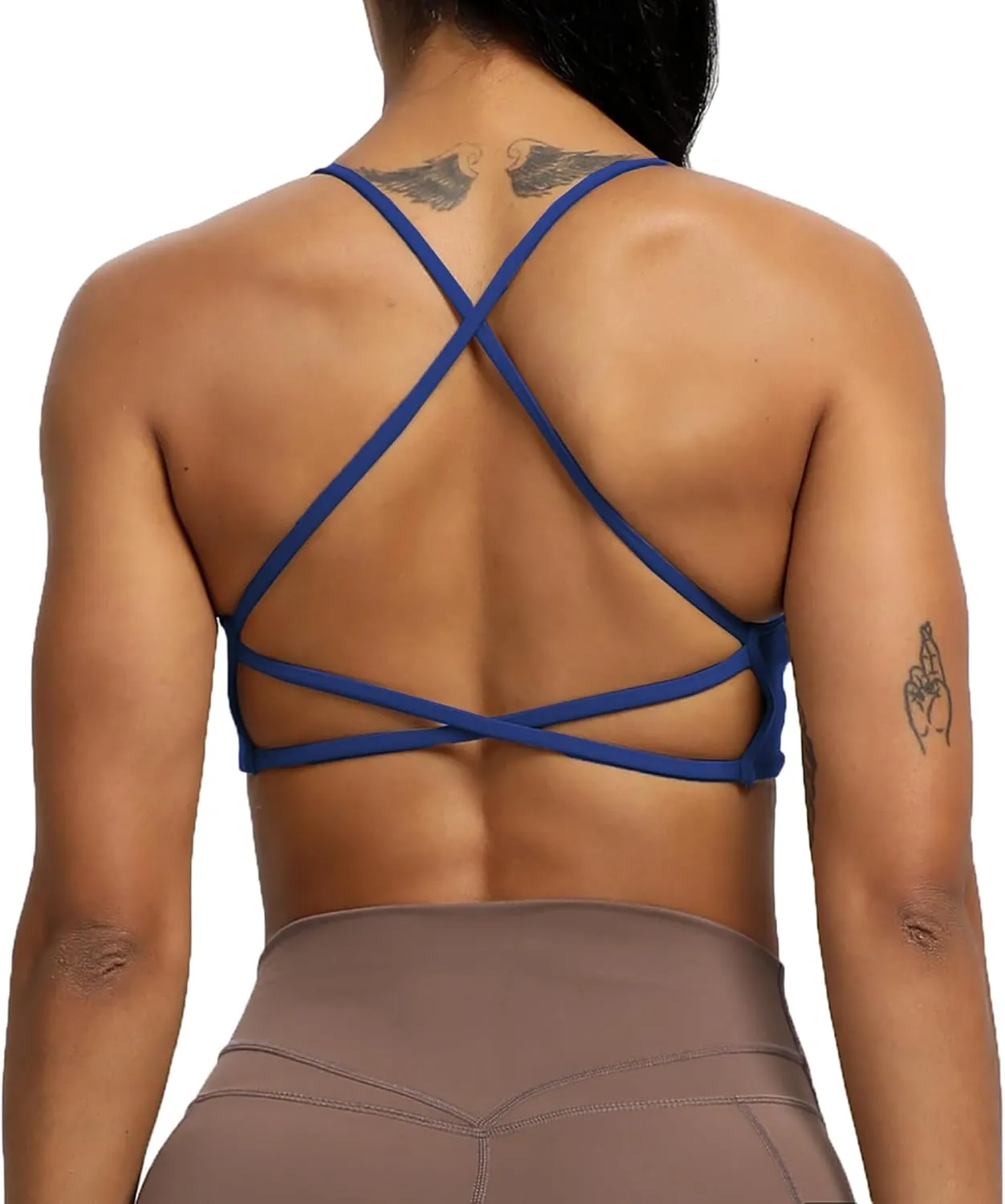 Aoxjox Women's Workout Sports Bras Fitness Backless Padded Ivy Low Impact Bra Yoga Crop Tank Top
