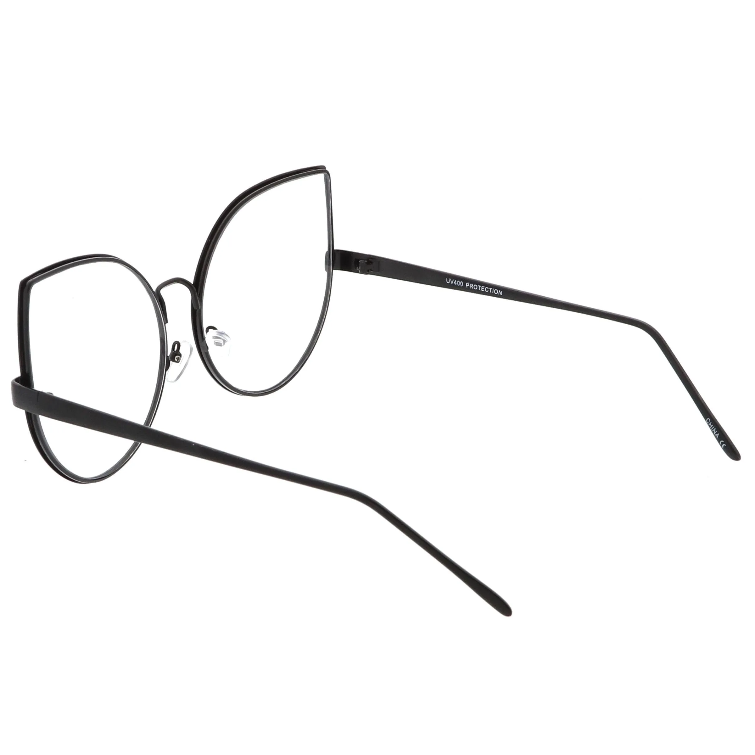 Blue Light Filtering Women's Oversize Modern Clear Flat Lens Cat Eye Glasses C337