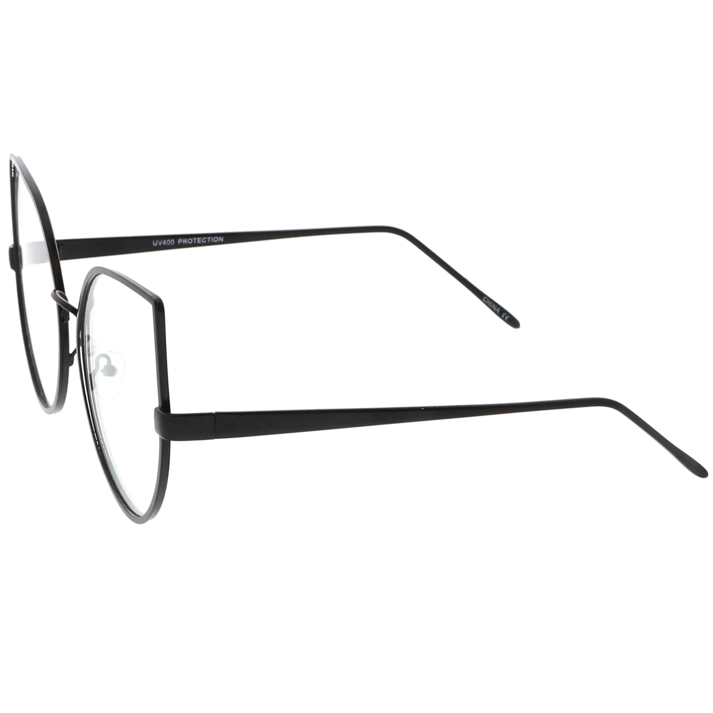 Blue Light Filtering Women's Oversize Modern Clear Flat Lens Cat Eye Glasses C337