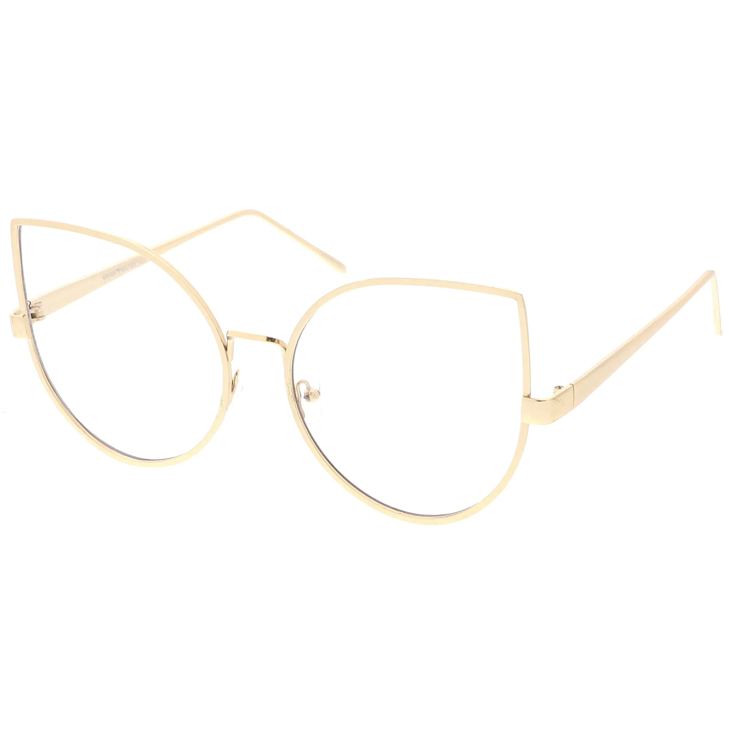 Blue Light Filtering Women's Oversize Modern Clear Flat Lens Cat Eye Glasses C337