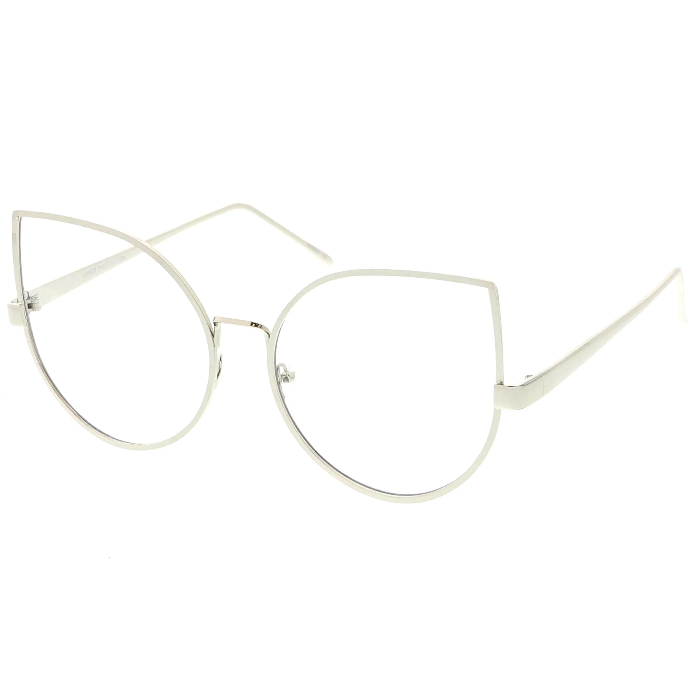 Blue Light Filtering Women's Oversize Modern Clear Flat Lens Cat Eye Glasses C337