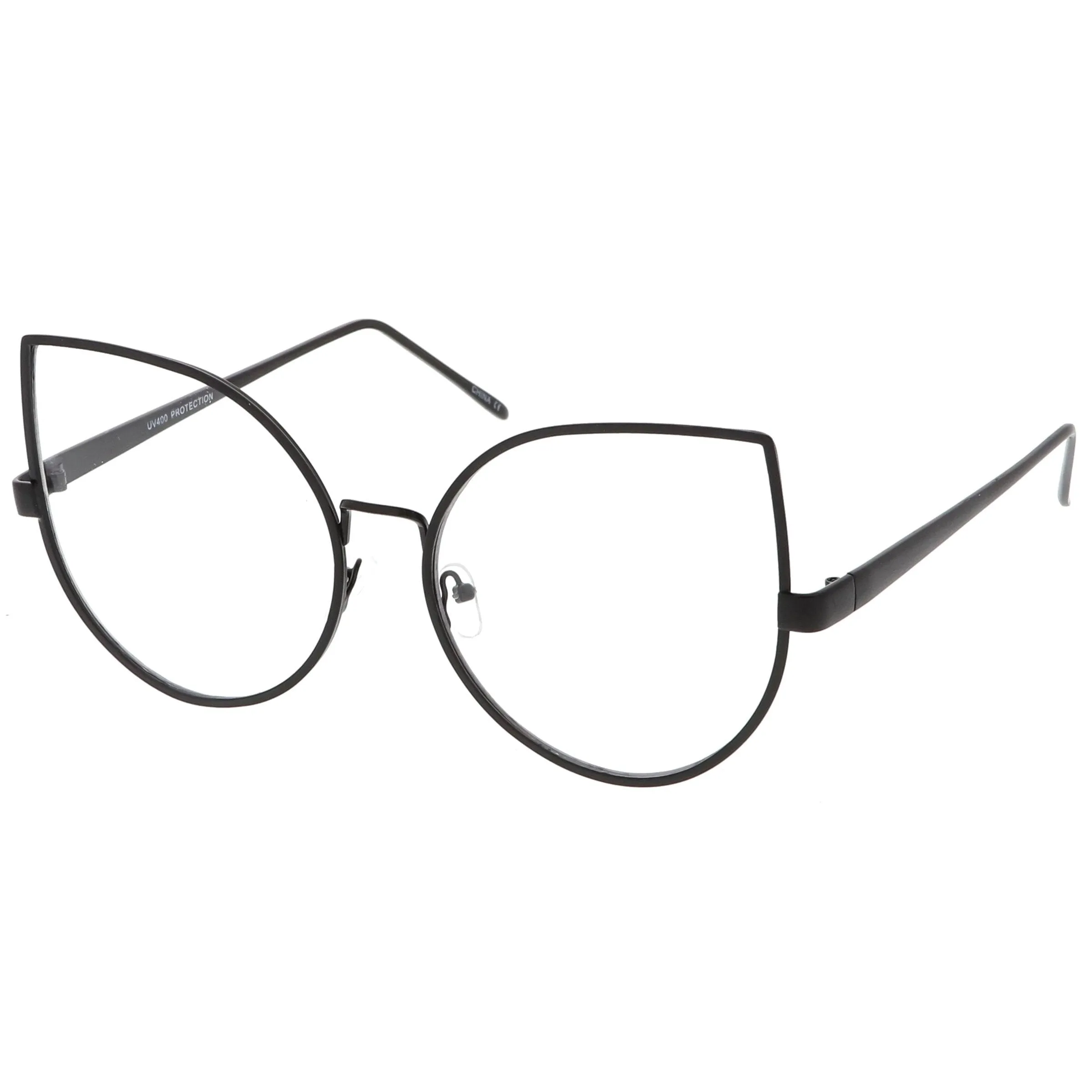 Blue Light Filtering Women's Oversize Modern Clear Flat Lens Cat Eye Glasses C337