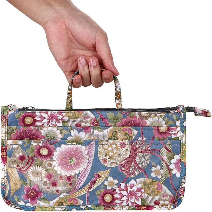 BTSKY Printing Handbag Organizers Inside Purse Insert-High Capacity 13 Pockets Bag Tote Organizer with Handle Sunflower