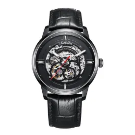 Cadisen 8161 Luxury Men's Watch Mechanical – Luminous Automatic Skeleton with Leather Band