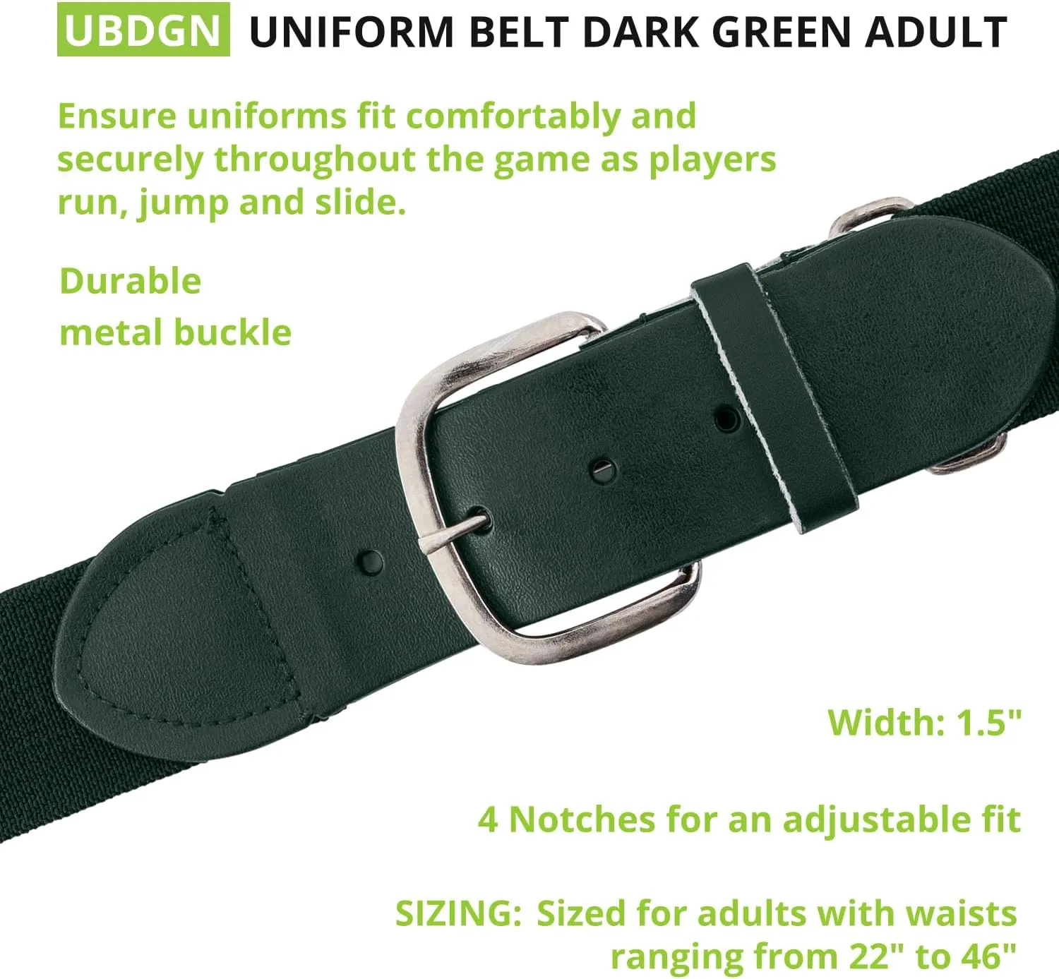 Champion Sports Baseball/Softball Uniform Belt, Comfort Stretch Fit - Durable Syntex Tab, Youth & Adult Sizes