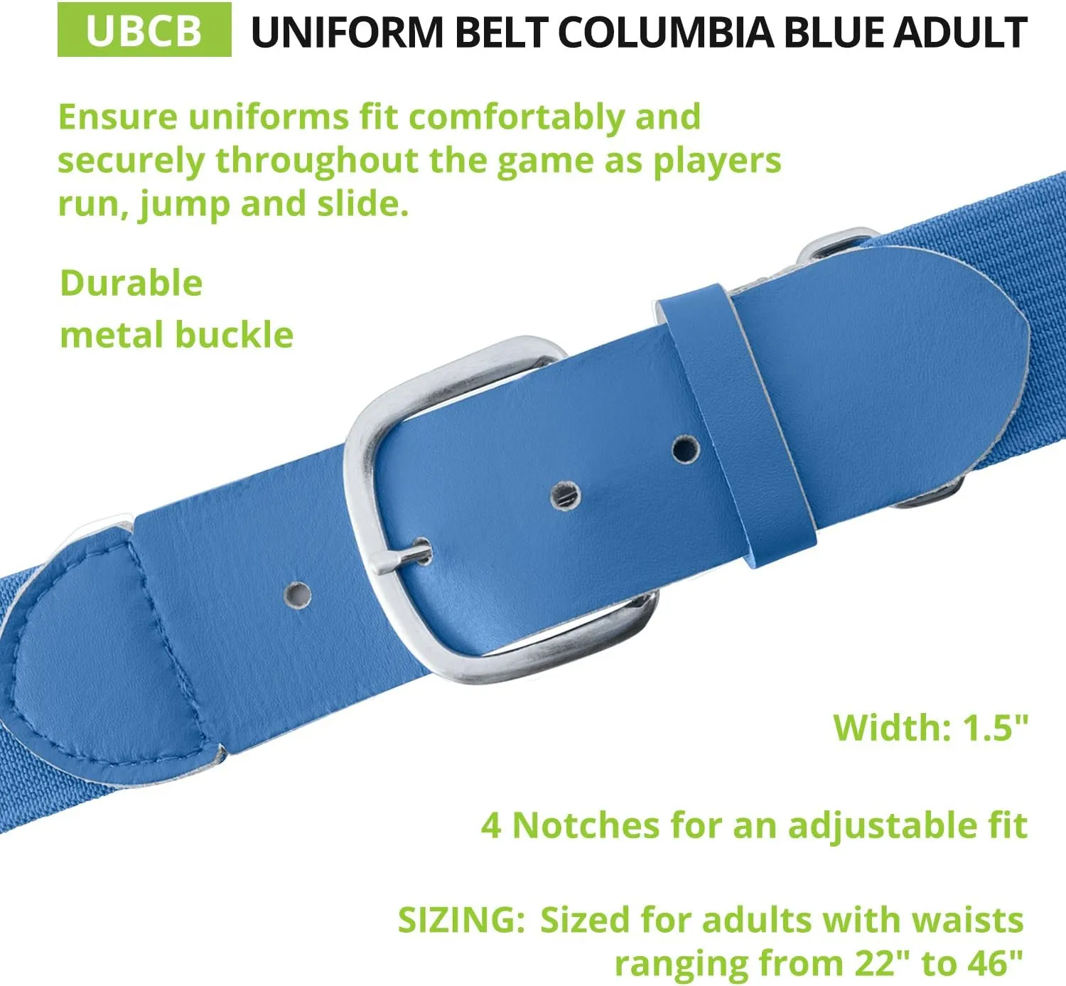Champion Sports Baseball/Softball Uniform Belt, Comfort Stretch Fit - Durable Syntex Tab, Youth & Adult Sizes