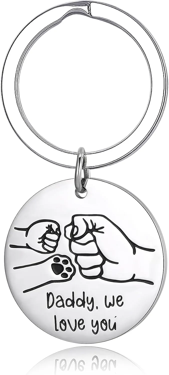 Dad Keychain Bump with Paw Cute Keychain Fathers Day Keychain Gifts Dads Birthday Ideas