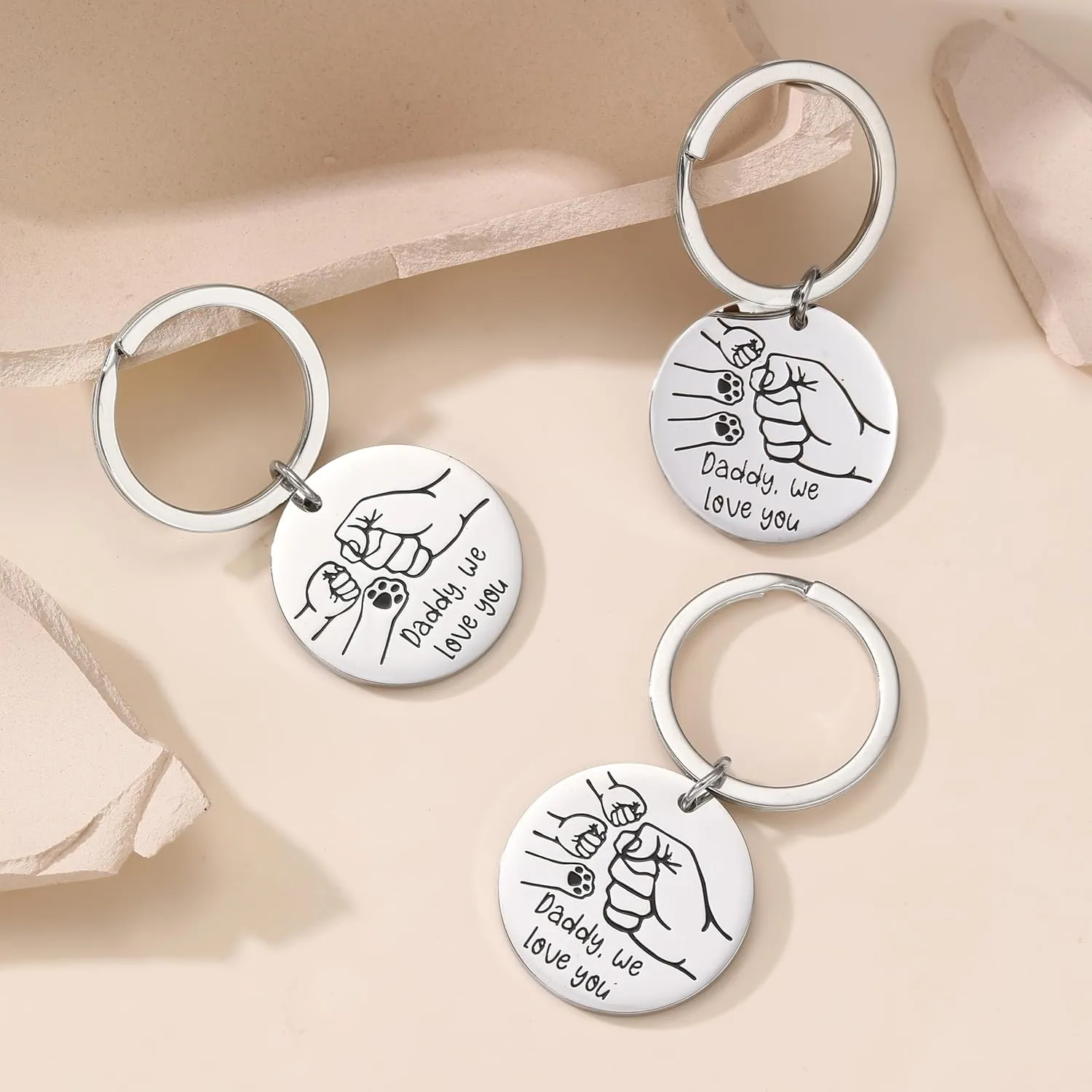 Dad Keychain Bump with Paw Cute Keychain Fathers Day Keychain Gifts Dads Birthday Ideas