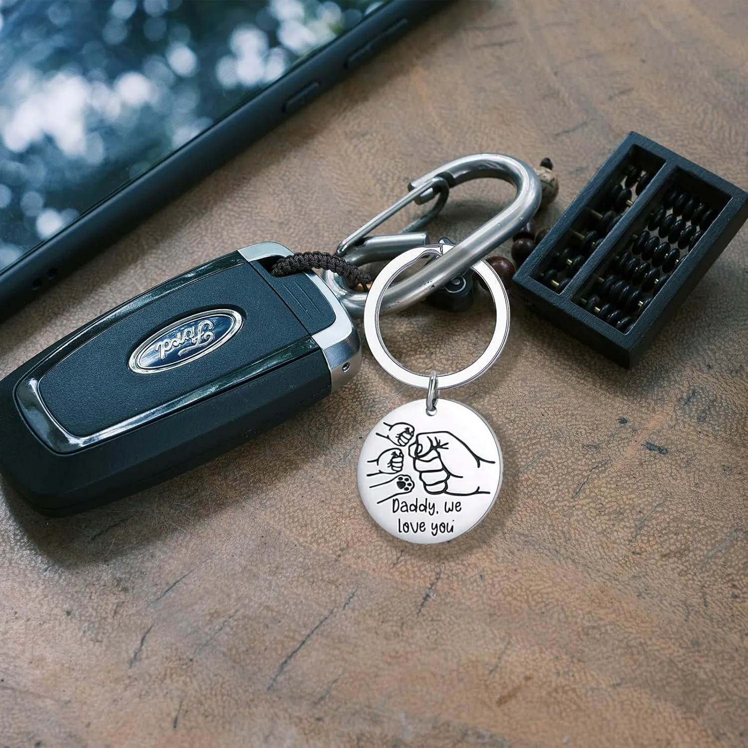 Dad Keychain Bump with Paw Cute Keychain Fathers Day Keychain Gifts Dads Birthday Ideas