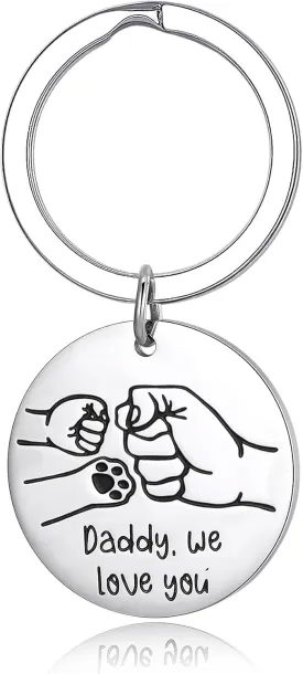 Dad Keychain Bump with Paw Cute Keychain Fathers Day Keychain Gifts Dads Birthday Ideas