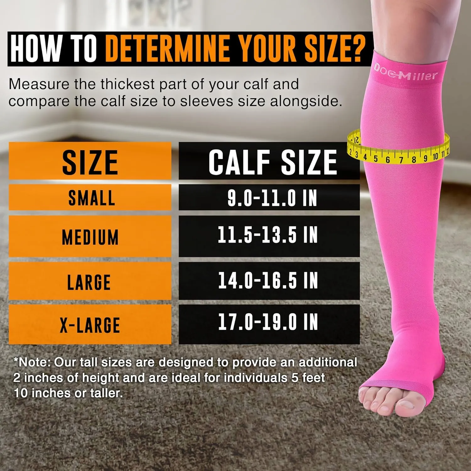 Doc Miller Open Toe Compression Socks, 20-30 mmHg, Toeless, Support Circulation, Shin Splints, Calf Recovery, Post Op, Knee High, Medical Grade, Pink Socks, Large Size for Men & Women, Pair