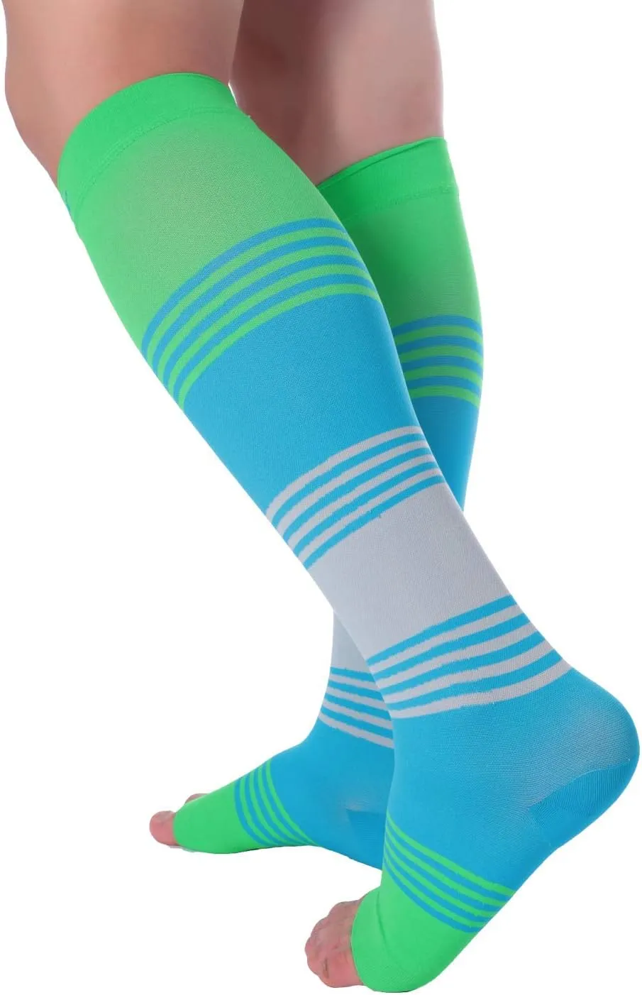 Doc Miller Toeless Compression Socks Women and Men  Open Toe Calf Support, 20-30mmHg Knee-High Sleeves, Lightweight, 1 Pair