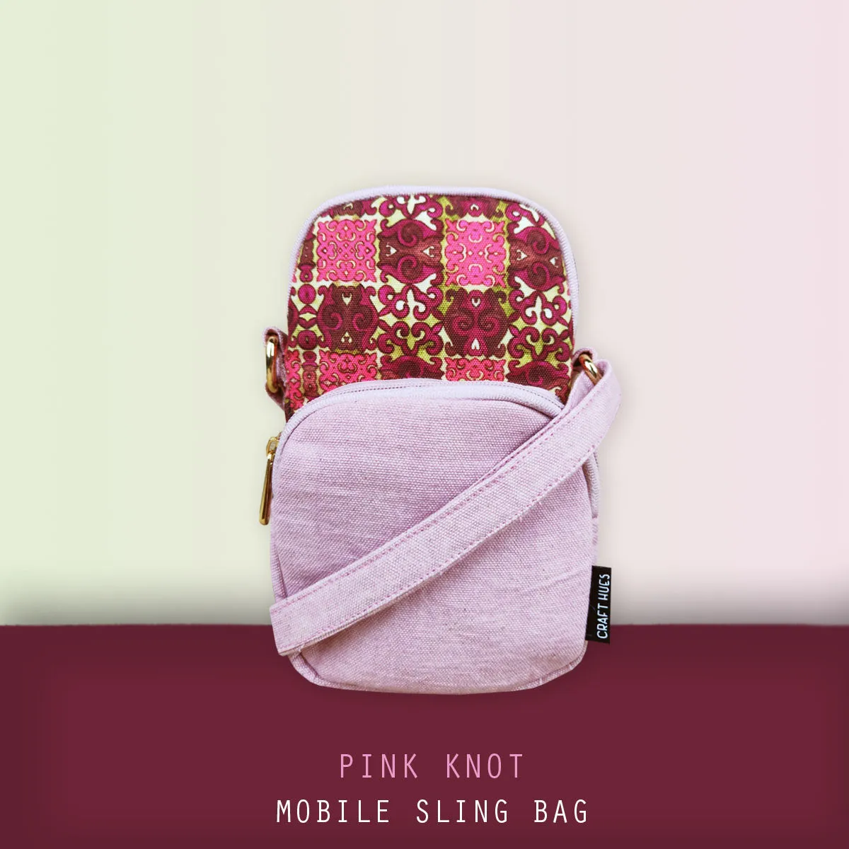 Front Pocket Mobile Sling- Pink Knot