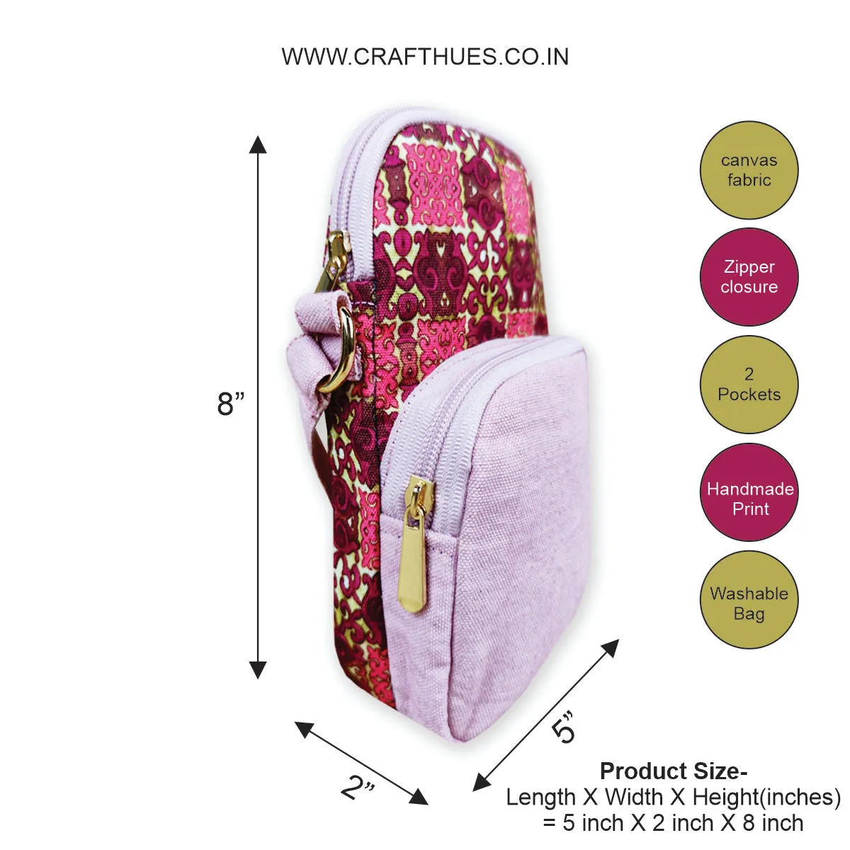 Front Pocket Mobile Sling- Pink Knot