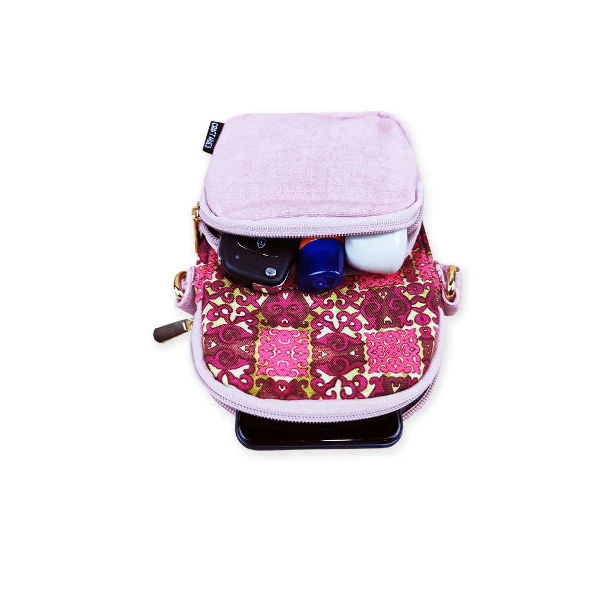Front Pocket Mobile Sling- Pink Knot
