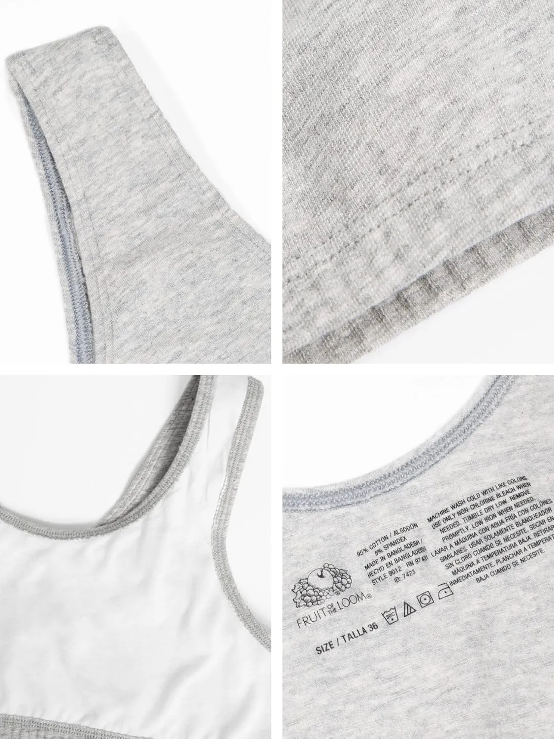 Fruit of the Loom Women's Built Up Tank Style Sports Bra Value Pack