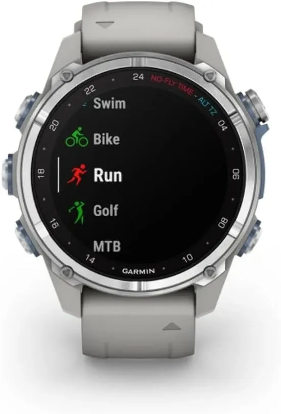 Garmin Descent Mk3 Dive Watch - 43mm Stainless Steel, Grey Fog Silicone Strap