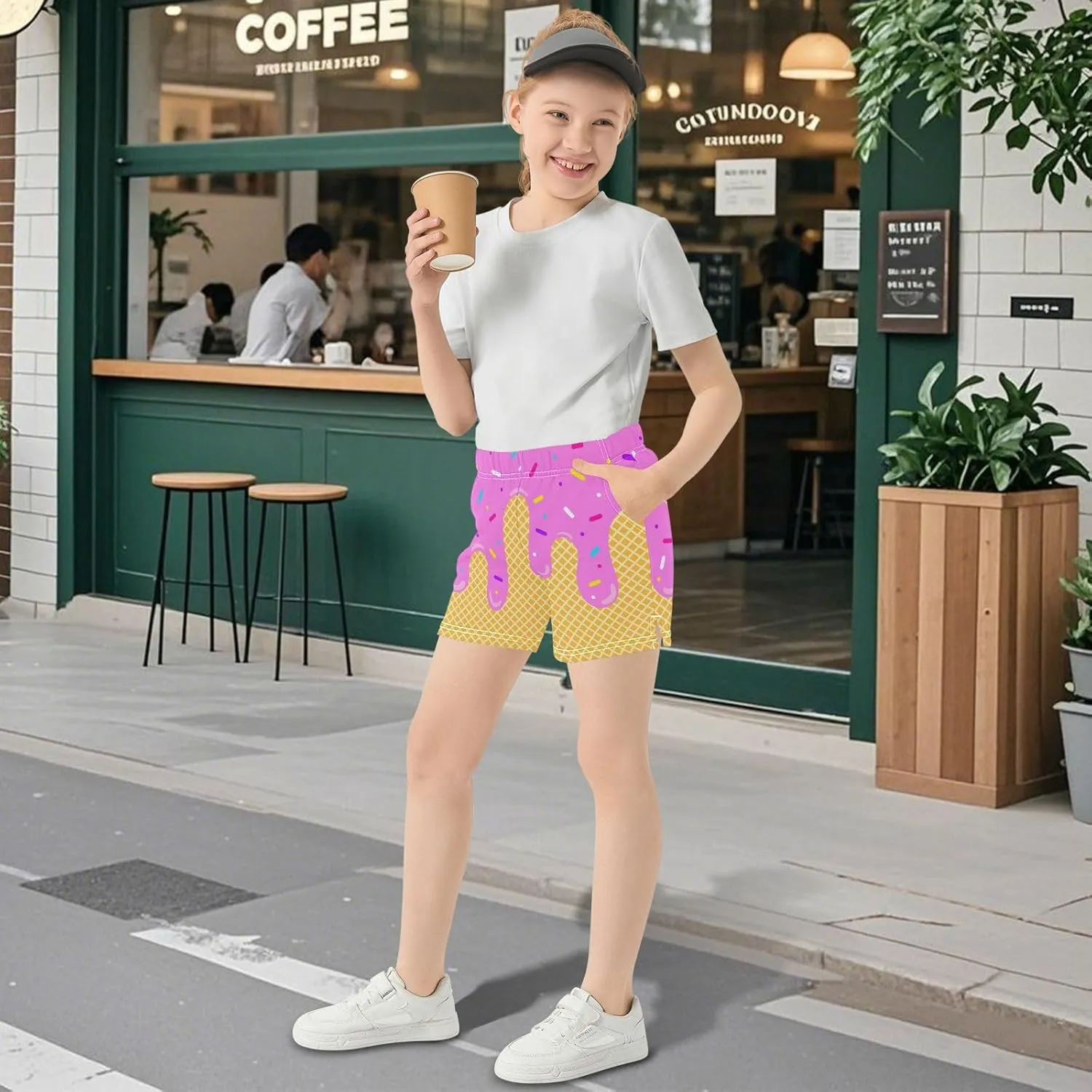 Girls Athletic Shorts Summer Casual Girls Sports Shorts with Pockets for 7-15Y