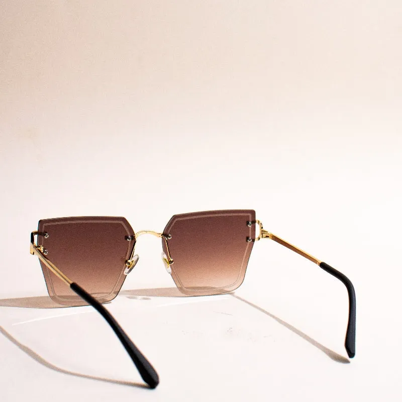 Glam Affair Square Cateye Brown Sunglass