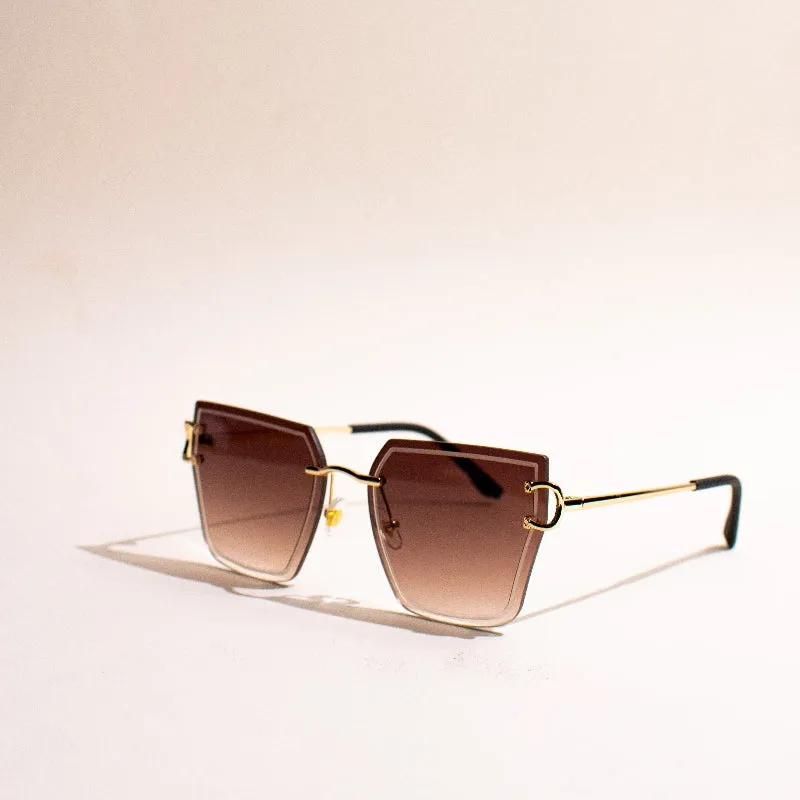 Glam Affair Square Cateye Brown Sunglass