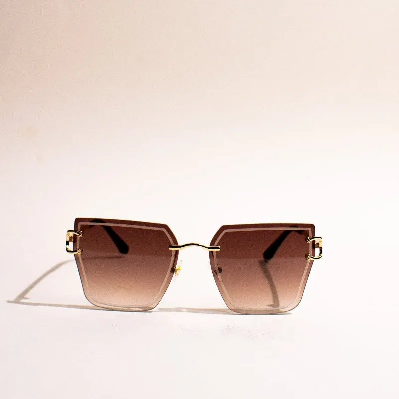 Glam Affair Square Cateye Brown Sunglass
