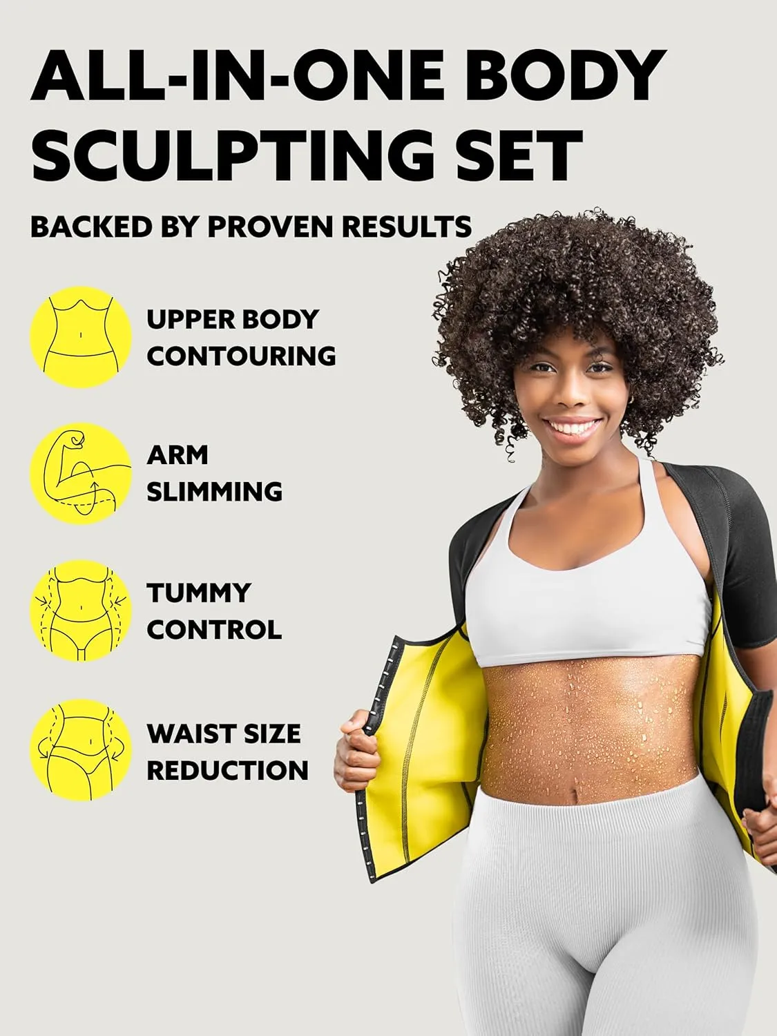 HOT SHAPERS Womens Sleeved Body Sculpting Kit - Waist Cincher with Sleeves & Waist Trainer for Full-Body Contouring