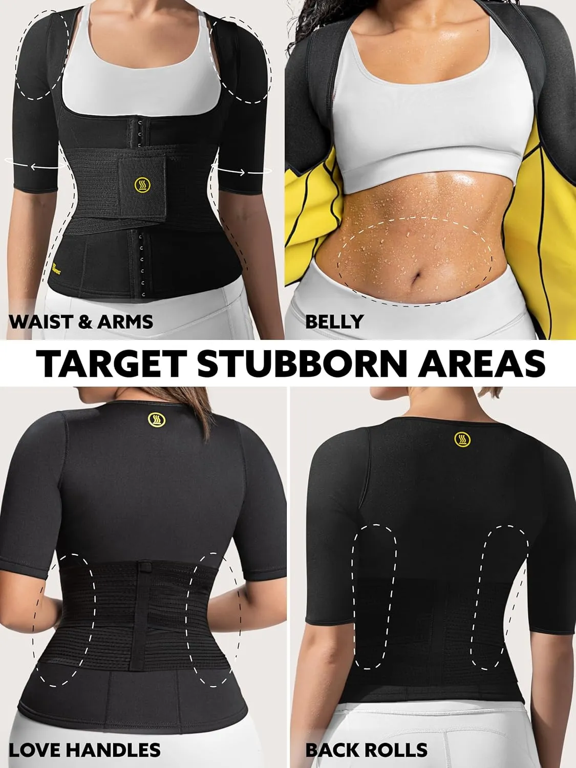 HOT SHAPERS Womens Sleeved Body Sculpting Kit - Waist Cincher with Sleeves & Waist Trainer for Full-Body Contouring