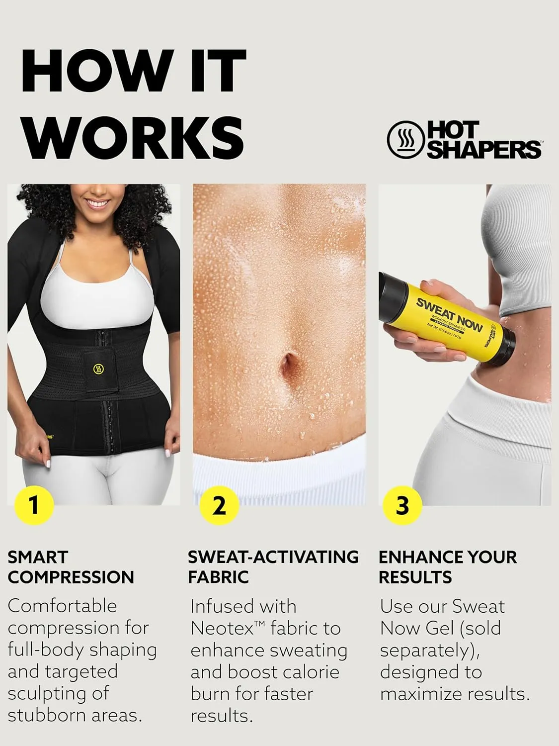 HOT SHAPERS Womens Sleeved Body Sculpting Kit - Waist Cincher with Sleeves & Waist Trainer for Full-Body Contouring