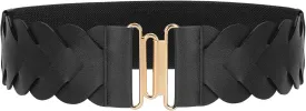 JASGOOD Women's Wide Elastic Belt Vintage Stretchy Belt for Dresses Braided Waist Belt