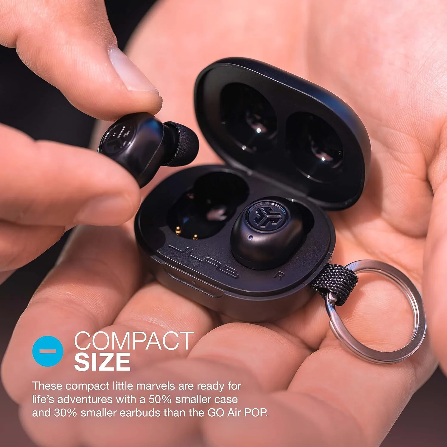 JLab JBuds Mini True Wireless Bluetooth Earbuds   Charging Case, Charcoal Black, IP55 Sweat and Dust Proof, Bluetooth Multipoint, Be Aware Audio, 3 EQ Sound Settings, Crystal Clear Calls