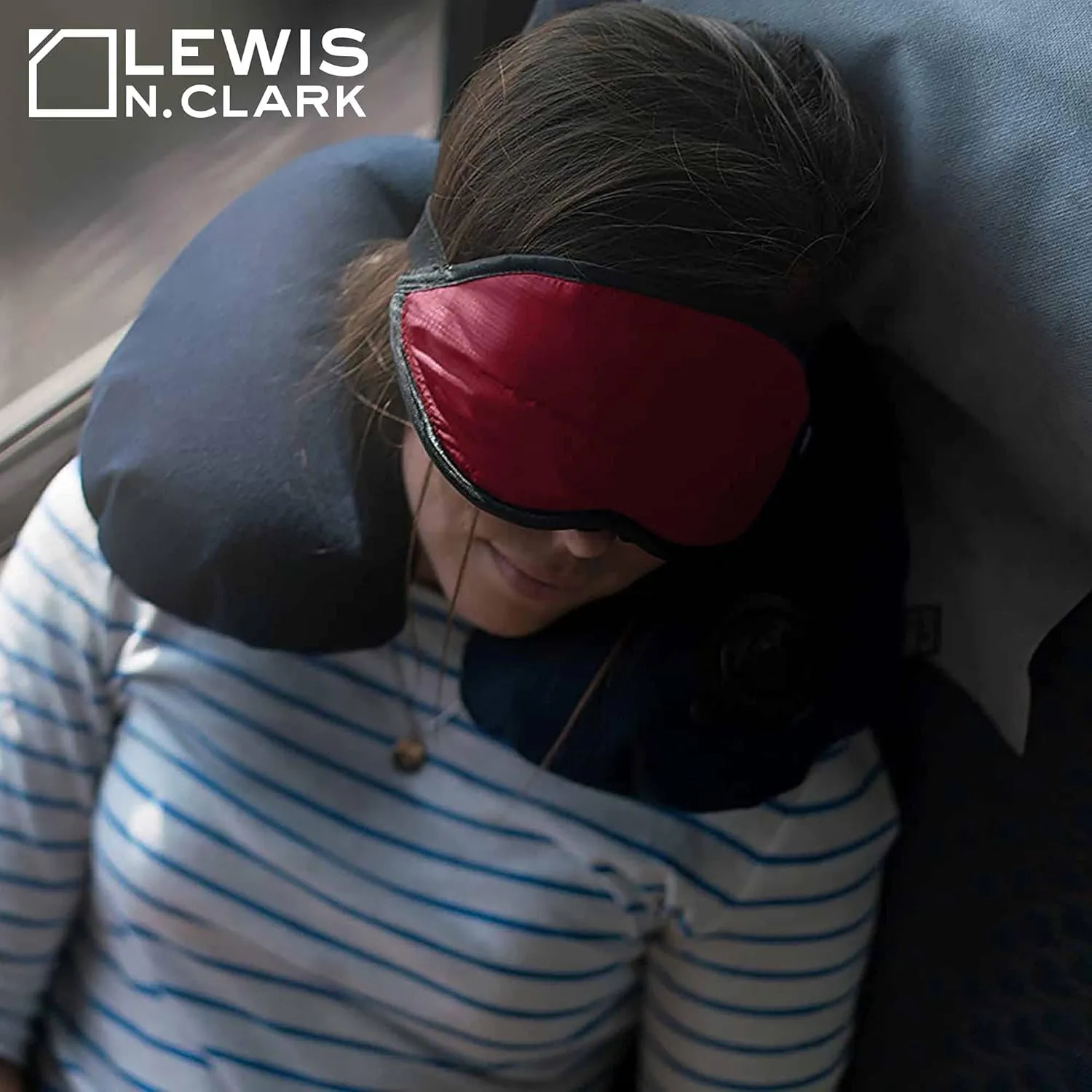 Lewis N. Clark Comfort Sleep Mask | Eye Mask for Travel | Comfortable & Breathable | Light Blocking & Adjustable | Burgundy