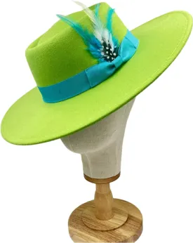 Luxury Round Fedora -Turquoises white