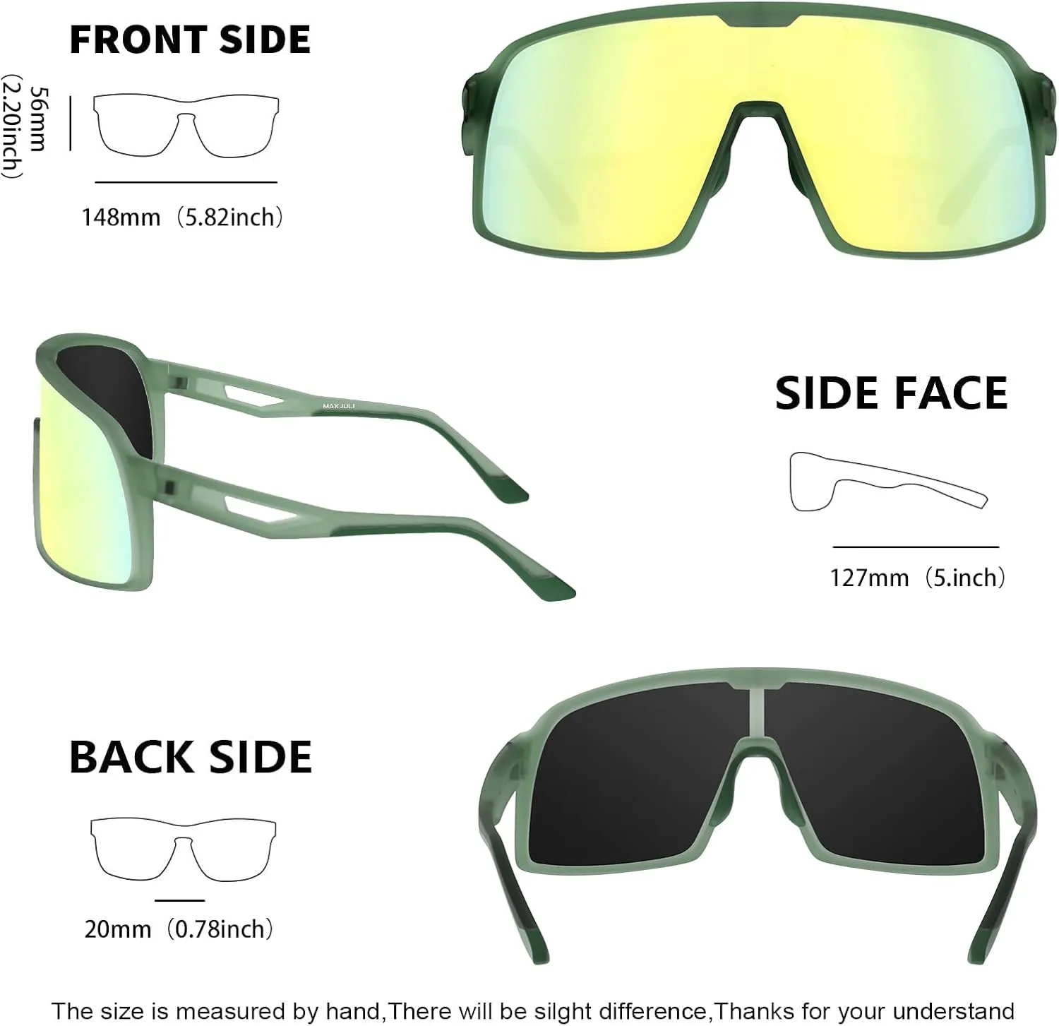 MAXJULI Polarized Cycling Sunglasses for Men Women, Windproof Outdoor Sports Running UV400 Protection Sun Glasses 8214