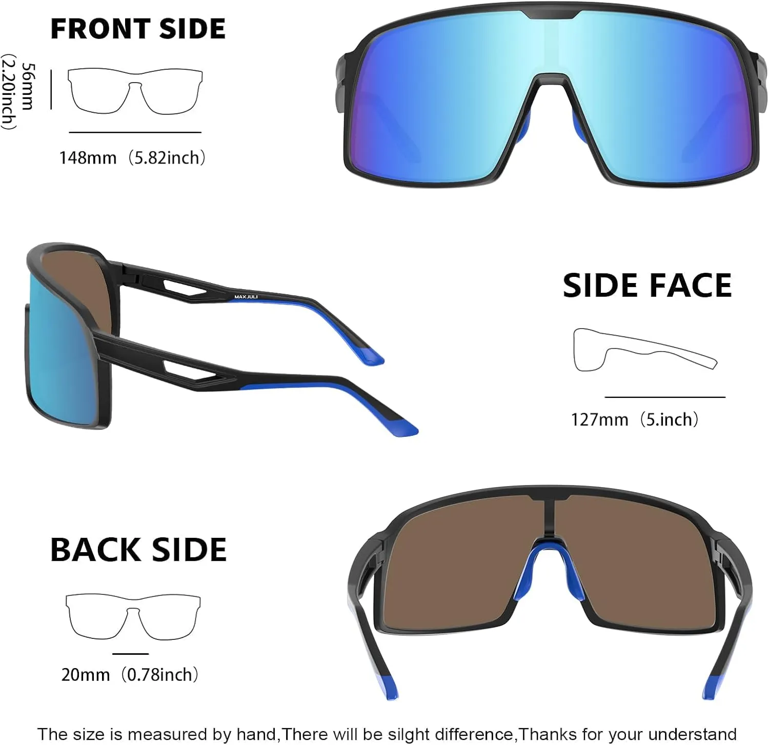 MAXJULI Polarized Cycling Sunglasses for Men Women, Windproof Outdoor Sports Running UV400 Protection Sun Glasses 8214