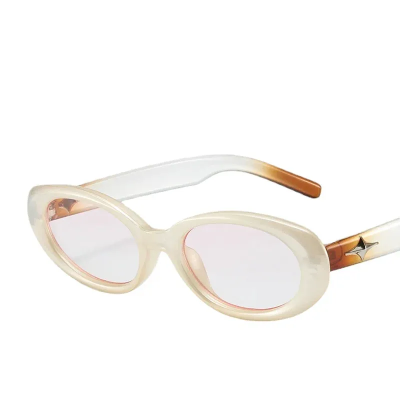 Men's Elliptic Oval Decoration Pentagram Form Stylish Fashion Sunglasses