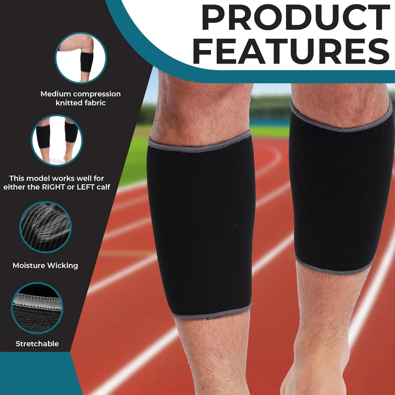 NeoTech Care Calf Compression Sleeve for Calves Support or Shin Splint (Black Color, Size S, 1 Pair)