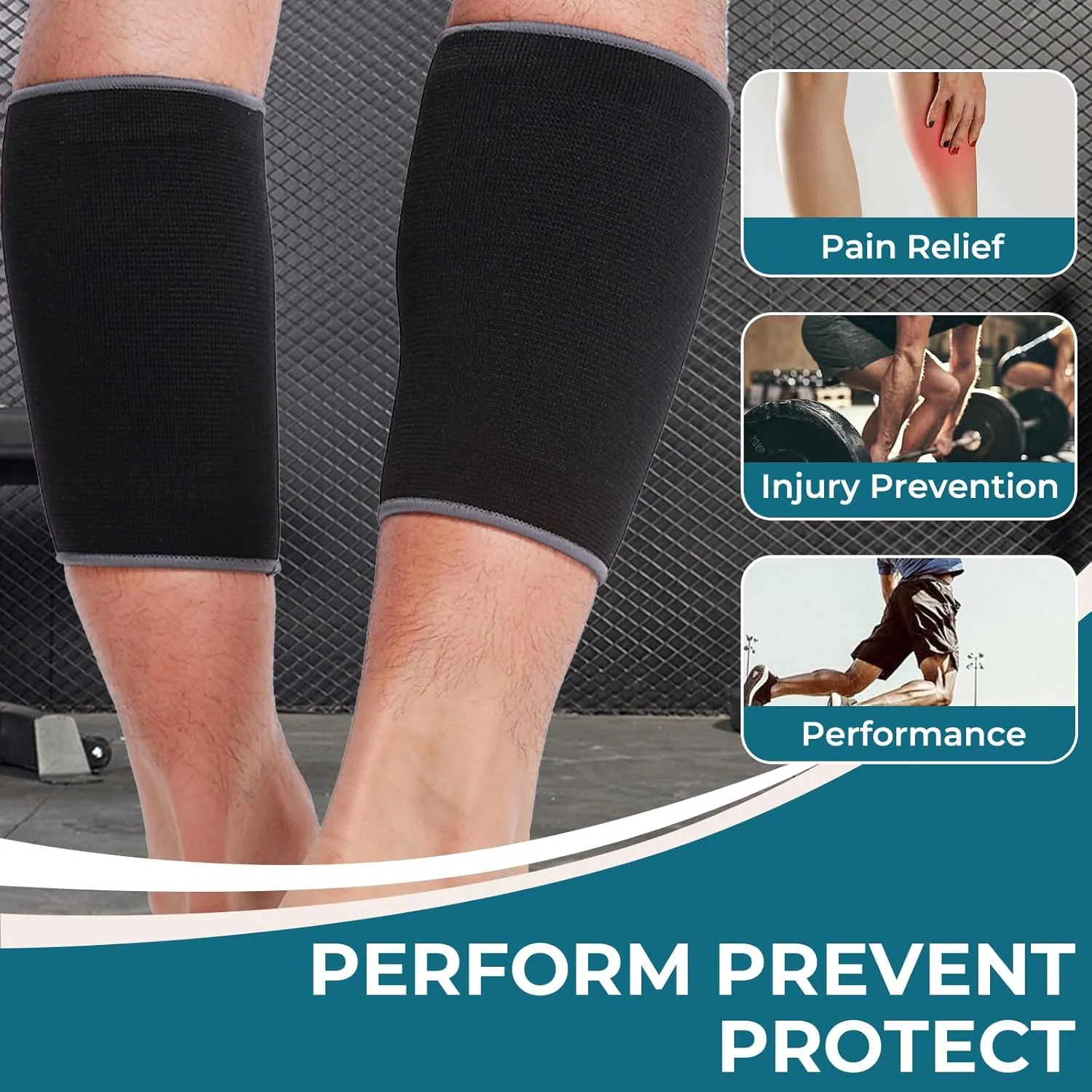 NeoTech Care Calf Compression Sleeve for Calves Support or Shin Splint (Black Color, Size S, 1 Pair)
