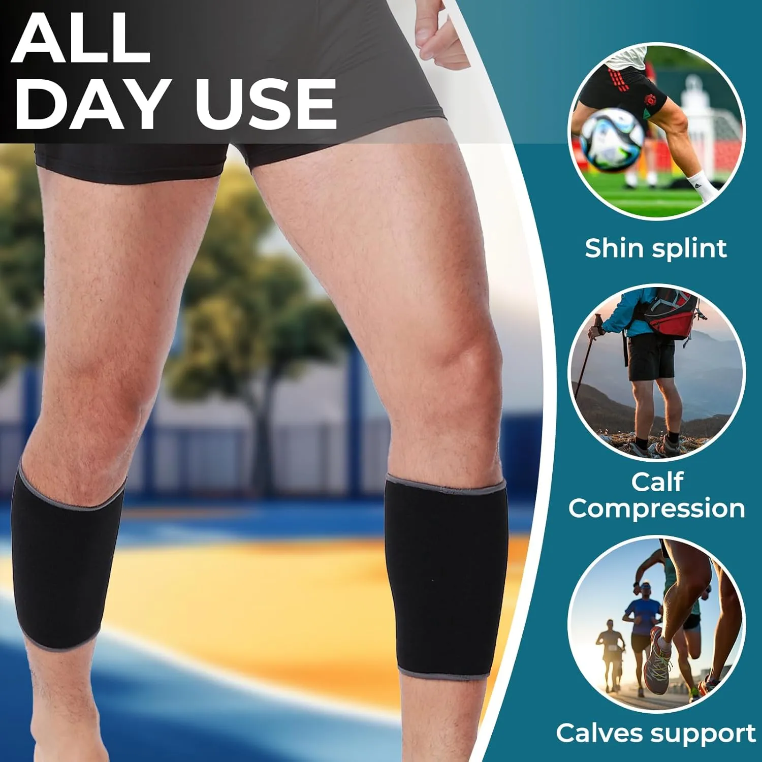 NeoTech Care Calf Compression Sleeve for Calves Support or Shin Splint (Black Color, Size S, 1 Pair)