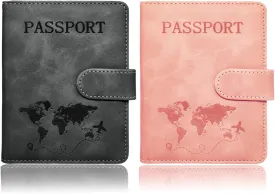 Passport Holder for Travel Essentials, 2 Pack Rfid Passport Cover for Women Men