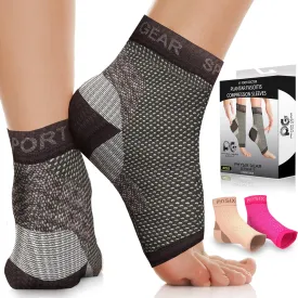 Physix Gear Plantar Fasciitis Socks for Men & Women, Best Foot discomfort & Arch Support Planter Facetious Socks, Compression Foot Sleeves Planter Fasciated Socks for Comfort, Black (1 Pair), S/M