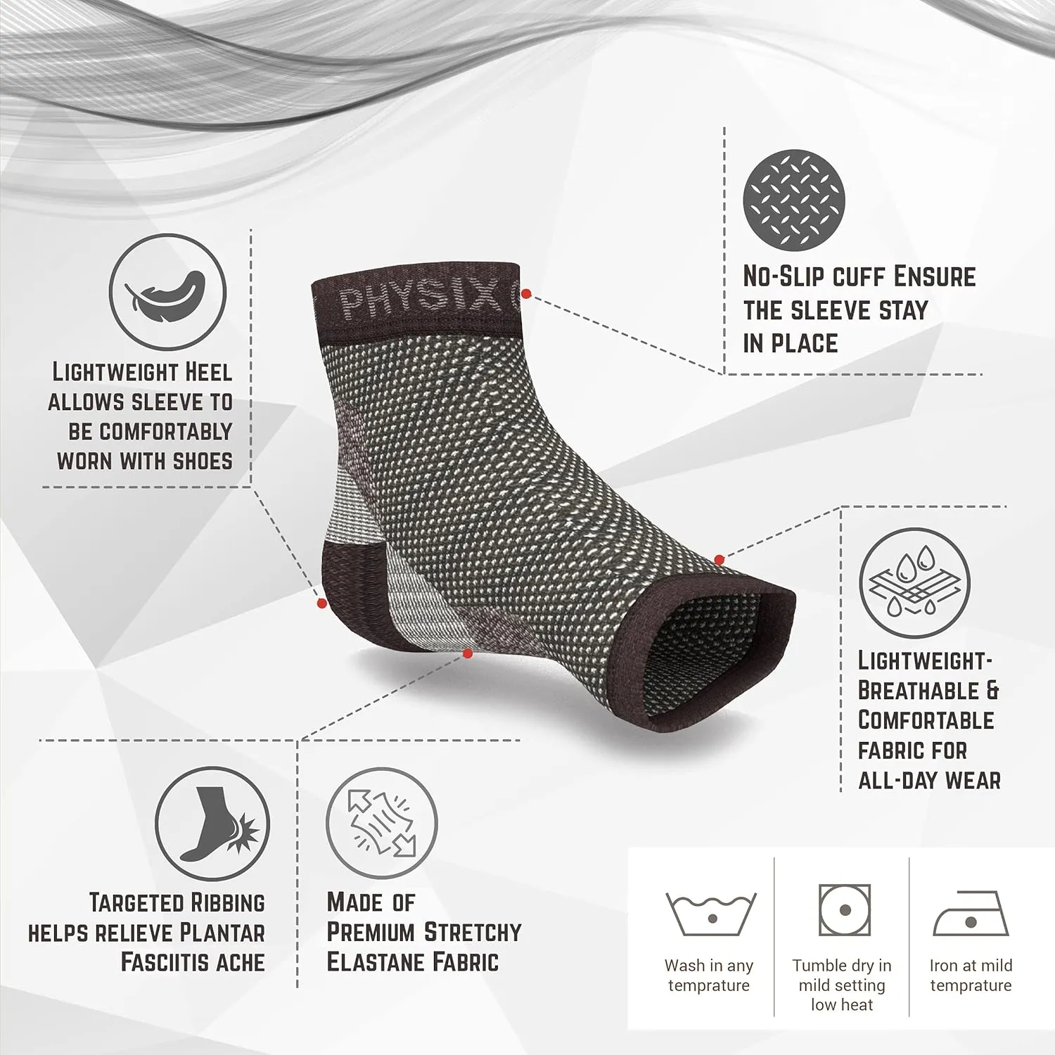 Physix Gear Plantar Fasciitis Socks for Men & Women, Best Foot discomfort & Arch Support Planter Facetious Socks, Compression Foot Sleeves Planter Fasciated Socks for Comfort, Black (1 Pair), S/M
